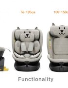 BUF BOOF Scaun auto B-Joy Deluxe LightGreyCat iSize cu isofix pozitie somn 155 grade rotativ 360 grade 40-150 cm