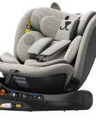 BUF BOOF Scaun auto B-Joy Deluxe LightGreyCat iSize cu isofix pozitie somn 155 grade rotativ 360 grade 40-150 cm