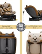 BUF BOOF Scaun auto B-Joy Deluxe OrangeCat iSize cu isofix pozitie somn 155 grade rotativ 360 grade 40-150 cm