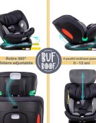 BUF BOOF Scaun auto Diamond Deluxe i-Size cu Isofix rotativ 360 grade Top Tether 40-150 cm Black