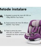 BUF BOOF Scaun auto P100 Purple i-size R129 rotativ 360 isofix 40-150 cm 0-36 kg