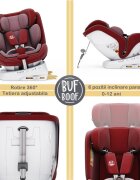 BUF BOOF Scaun auto P100 Red i-size R129 rotativ 360 isofix 40-150 cm 0-36 kg