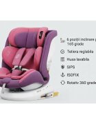 BUF BOOF Scaun auto P100 UnicornPink i-size R129 rotativ 360 isofix 40-150 cm 0-36 kg