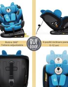 BUF BOOF Scaun auto P100 UrsBlue i-size R129 rotativ 360 isofix 40-150 cm 0-36 kg