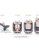 BUF BOOF Scaun auto P100 UrsPink i-size R129 rotativ 360 isofix 40-150 cm 0-36 kg