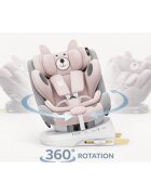 BUF BOOF Scaun auto P100 UrsPink i-size R129 rotativ 360 isofix 40-150 cm 0-36 kg
