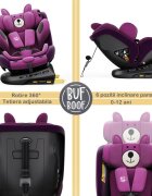 BUF BOOF Scaun auto P100 UrsPurple i-size R129 rotativ 360 isofix 40-150 cm 0-36 kg