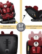 BUF BOOF Scaun auto P100 UrsRed i-size R129 rotativ 360 isofix 40-150 cm 0-36 kg