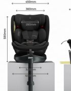 BUF BOOF Scaun auto pentru copii N17 Fix Black 40-150 cm iSize isofix rotativ 360 picior fixare pozitie de somn 165 grade