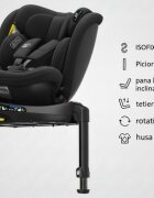 BUF BOOF Scaun auto pentru copii N17 Fix Black 40-150 cm iSize isofix rotativ 360 picior fixare pozitie de somn 165 grade