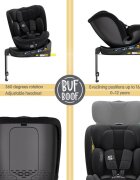 BUF BOOF Scaun auto pentru copii N17 Fix Black 40-150 cm iSize isofix rotativ 360 picior fixare pozitie de somn 165 grade