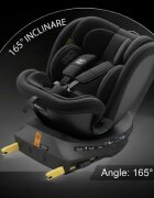 BUF BOOF Scaun auto pentru copii N17 Fix Black 40-150 cm iSize isofix rotativ 360 picior fixare pozitie de somn 165 grade