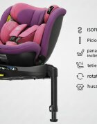 BUF BOOF Scaun auto pentru copii N17 Fix Unicorn Pink 40-150 cm iSize isofix rotativ 360 picior fixare pozitie de somn 165 grade
