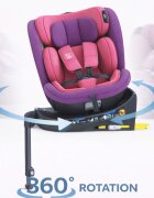 BUF BOOF Scaun auto pentru copii N17 Fix Unicorn Pink 40-150 cm iSize isofix rotativ 360 picior fixare pozitie de somn 165 grade