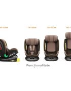 BUF BOOF Scaun auto Platinum Deluxe i-Size cu isofix rotativ 360 grade Top Tether Sips 40-150 cm 0-36 kg Coffee