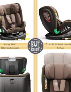 BUF BOOF Scaun auto Platinum Deluxe i-Size cu isofix rotativ 360 grade Top Tether Sips 40-150 cm 0-36 kg Coffee