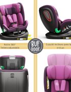 BUF BOOF Scaun auto Platinum Deluxe i-Size cu isofix rotativ 360 grade Top Tether Sips 40-150 cm 0-36 kg Purple