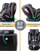 BUF BOOF Scaun auto Platinum Deluxe i-Size cu isofix rotativ 360 grade Top Tether SIPS 40-150 cm 0-36 kg SimpleGrey