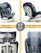 BUF BOOF Scaun auto Tweety Plus Deluxe i-Size rotativ 360 cu isofix 40-150 cm Blue