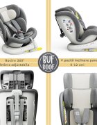 BUF BOOF Scaun Auto Tweety Plus Deluxe i-size rotativ 360 cu Isofix 40-150 cm CreamGrey