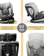 BUF BOOF Scaun auto Tweety Plus Deluxe i-size rotativ 360 cu isofix 40-150 cm DuoGrey