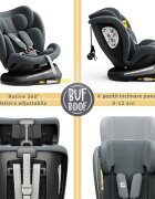 BUF BOOF Scaun auto Tweety Plus Deluxe i-size rotativ 360 cu isofix 40-150 cm grey