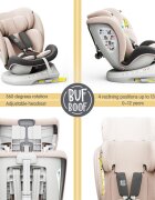 BUF BOOF Scaun auto Tweety Plus Deluxe i-size rotativ 360 cu isofix 40-150 cm lightpink