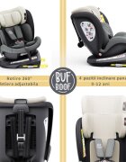 BUF BOOF Scaun auto Tweety Plus Deluxe i-size rotativ 360 cu isofix 40-150 cm MandaraGrey