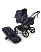 Bugaboo Carucior 2 in 1 Fox 5 Renew Black Deep Indigo cu maner reglabil reversibil suspensii cadru din aluminiu