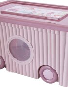 Burak Toys Cutie cu capac din plastic pentru depozitare jucarii cu roti Roz 40L