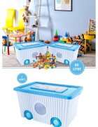 Burak Toys Cutie cu capac din plastic pentru depozitare jucarii cu roti Turcoaz 40L