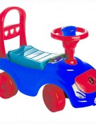Burak Toys Masinuta copii Ride-on fara pedale Polo blue cu spatiu de depozitare sub scaun spatar detasabil volan cu claxon