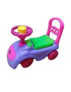 Burak Toys Masinuta copii Ride-on fara pedale Polo pink cu spatiu de depozitare sub scaun spatar detasabil volan cu claxon