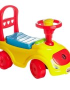 Burak Toys Masinuta copii Ride-On fara pedale Polo yellow cu spatiu de depozitare sub scaun spatar detasabil volan cu claxon