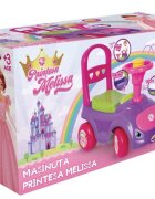 Burak Toys Masinuta copii Ride-On fara pedale Printesa Melissa cu spatar cu functie de impingere spatiu de depozitare sub scaun recomandata copiilor peste 3 ani