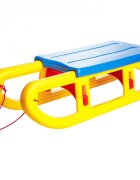 Burak Toys Saniuta din plastic pentru copii multicolor design ergonomic constructie robusta demontabil dimensiune 90 x 34 x 27 cm sfoara de tractiune inclusa
