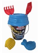 Burak Toys Set 6 jucarii de nisip pentru copii BurakToys cu galetusa lopatica grebla sita si 2 forme Desene Multicolor