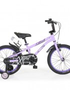 Byox Bicicleta copii cu roti ajutatoare Pixy Violet 18 inch varsta 5-7 ani frana de mana pe ambele roti clopotel pe ghidon scaun reglabil pe inaltime