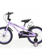 Byox Bicicleta copii cu roti ajutatoare Pixy Violet 18 inch varsta 5-7 ani frana de mana pe ambele roti clopotel pe ghidon scaun reglabil pe inaltime