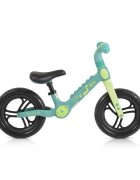 Byox Bicicleta copii fara pedale Dino Green 12 inch cu sa reglabila anvelope spuma EVA suport pentru picioare pe ambele parti ale cadrului ce se poate plia greutate maxima suportata 50 kg de la 2 ani