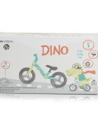 Byox Bicicleta copii fara pedale Dino Green 12 inch cu sa reglabila anvelope spuma EVA suport pentru picioare pe ambele parti ale cadrului ce se poate plia greutate maxima suportata 50 kg de la 2 ani