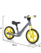 Byox Bicicleta copii fara pedale Go On grey 12 inch roti din spuma EVA scaun reglabil 32-41 cm cadru din aliaj de magneziu roti din spuma rezistenta greutate maxima 30 kg
