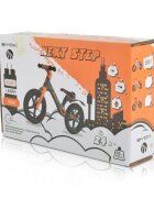 Byox Bicicleta copii fara pedale Next Step Blue 12 inch cu stepper picioare lateral pliabil pentru copiii cu varsta peste 2 ani si cu o greutate maxima de pana la 50 kg scaun reglabil de la 35-41 cm