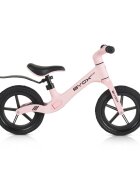 Byox Bicicleta copii fara pedale Next Step Pink 12 inch cu stepper picioare lateral pliabil pentru copiii cu varsta peste 2 ani si cu o greutate maxima de pana la 50 kg scaun reglabil de la 35-41 cm