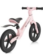 Byox Bicicleta copii fara pedale Next Step Pink 12 inch cu stepper picioare lateral pliabil pentru copiii cu varsta peste 2 ani si cu o greutate maxima de pana la 50 kg scaun reglabil de la 35-41 cm