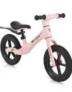 Byox Bicicleta copii fara pedale Next Step Pink 12 inch cu stepper picioare lateral pliabil pentru copiii cu varsta peste 2 ani si cu o greutate maxima de pana la 50 kg scaun reglabil de la 35-41 cm