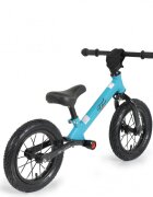 Byox Bicicleta copii fara pedale Toto Blue 12 inch greutate maxima de 25 kg anvelope gonflabile husa decorativa pentru ghidon suport picioare pe ambele parti ale cadrului scaun reglabil 34-43 cm