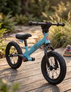 Byox Bicicleta copii fara pedale Toto Blue 12 inch greutate maxima de 25 kg anvelope gonflabile husa decorativa pentru ghidon suport picioare pe ambele parti ale cadrului scaun reglabil 34-43 cm