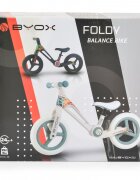 Byox Bicicleta de echilibru fara pedale pentru copii Foldy Black Design pliabil Roti 12 inch din PU rezistent Sezut ergonomic reglabil Manere confortabile antiderapante Varsta recomandata 2ani+
