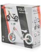 Byox Bicicleta de echilibru fara pedale pentru copii Foldy Blue Design pliabil Roti 12 inch din PU rezistent Sezut ergonomic reglabil Manere confortabile antiderapante Varsta recomandata 2ani+